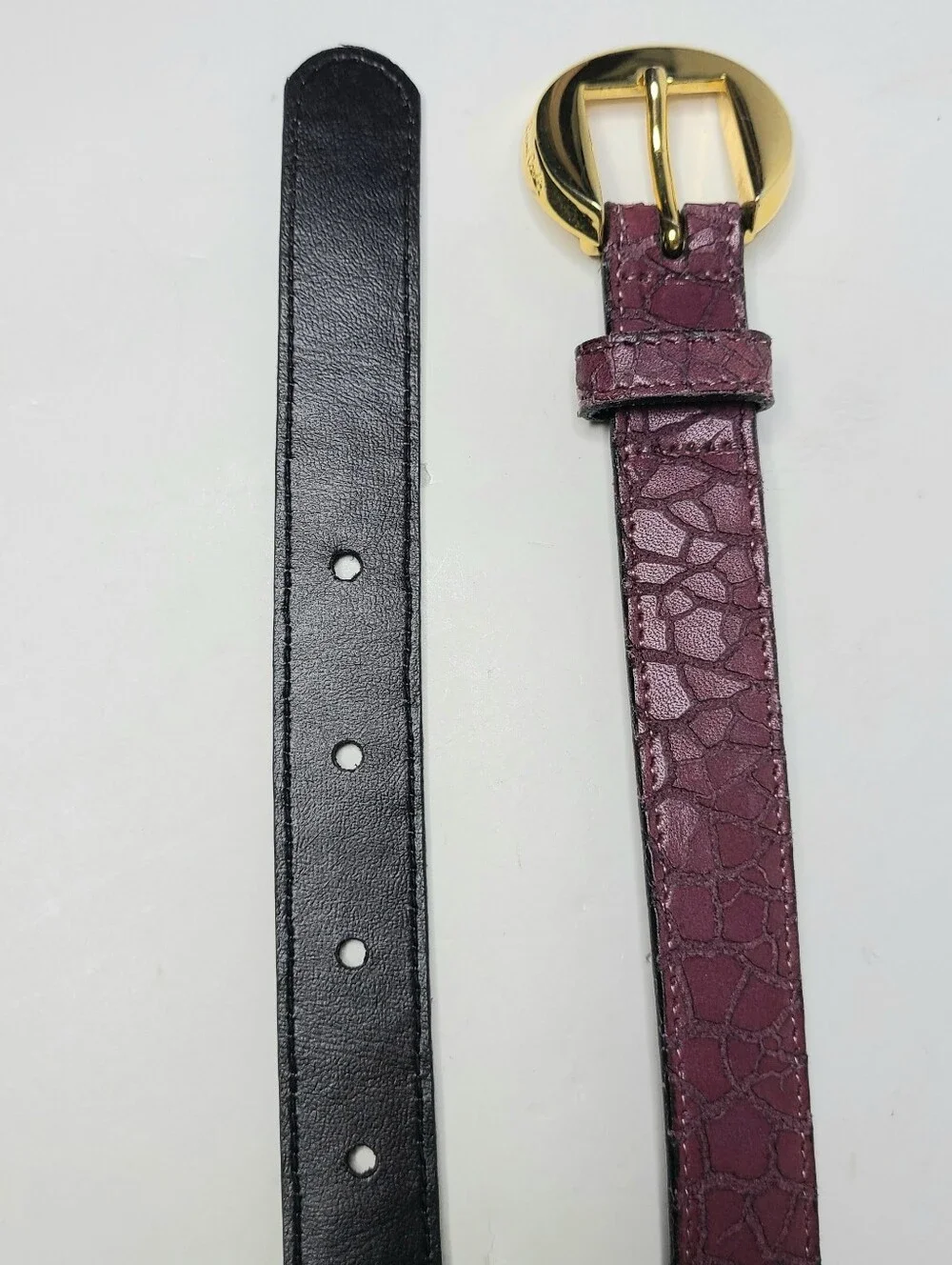 Pierre Cardin Burgundy Imported Cowhide Skinny Vintage Belt